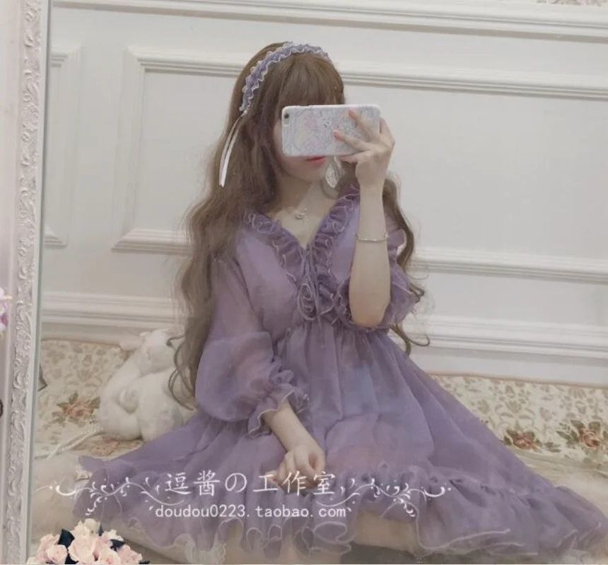 

Милое платье принцессы Лолиты, винтажное викторианское платье, кавайная девочка, готическое кружевное готическое платье с оборками и пышны...