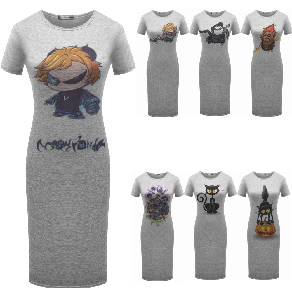 

Sexy Women Summer Dress Cartoon Letter Print Casual Club Party Fashion Dresses Plus Size Bodycon Short Sleeve Dress Slim