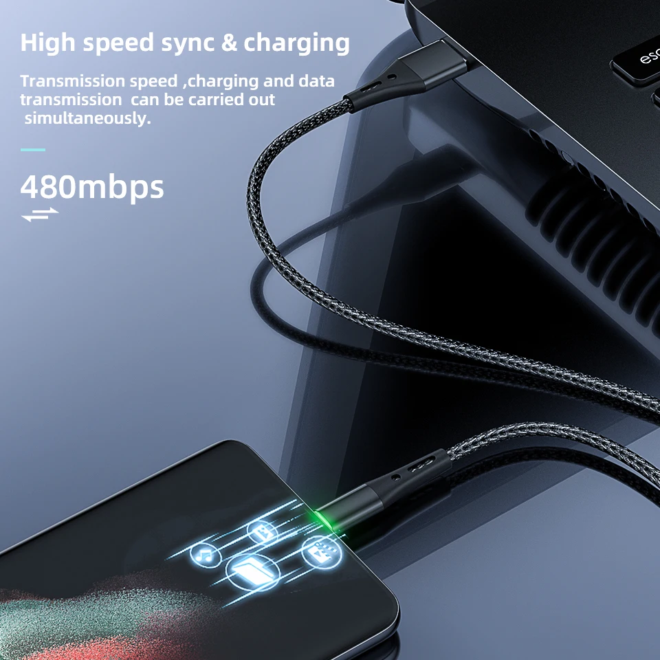 3A кабель с разъемом Usb Type-C 2 m 3M для быстрой зарядки и Usbc типа C Samsung S21 S20 Plus Note 20
