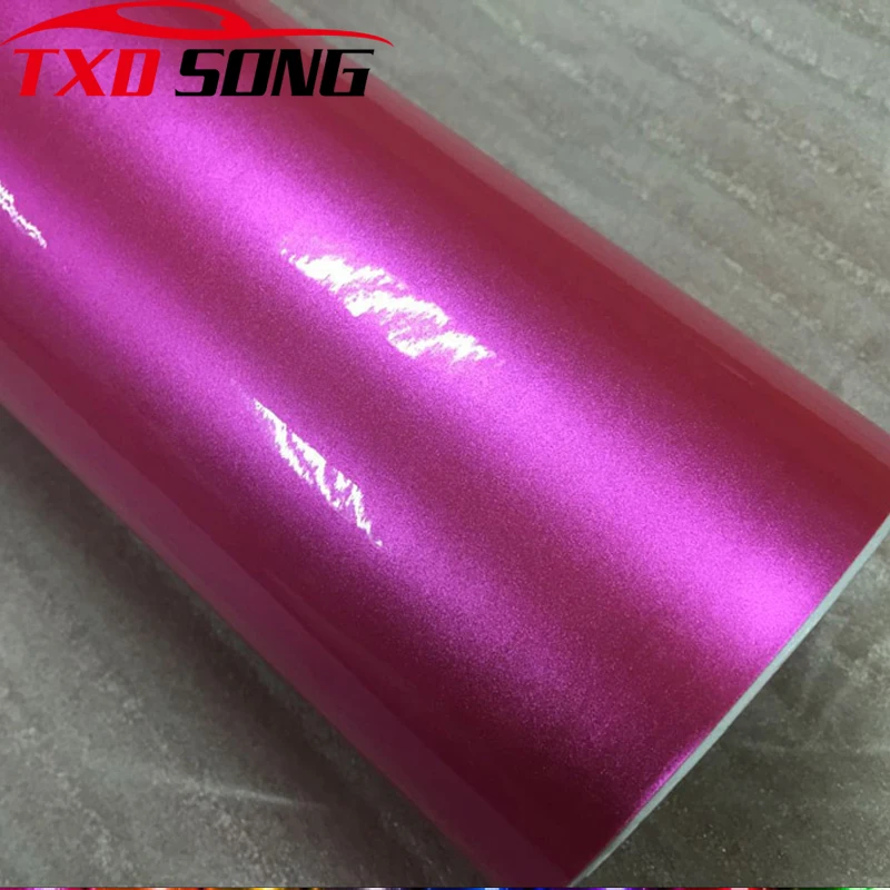 

New Pink Glossy metallic pearl glitter film With air free bubblmes glossy metallic pearl car wrap vinyl film With 6 Sizes choice