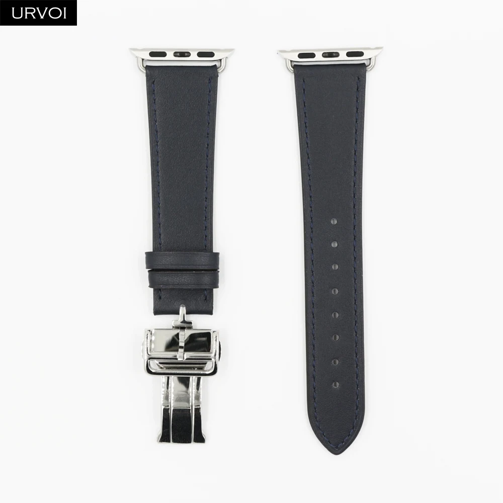 Bleu Indigo URVOI раскладной ремешок с пряжкой для Apple Watch 5 4 3 2 1 ремешок для iwatch Ремень Один Тур Дизайн Свифт кожа 38/40 42/44 мм - Цвет ремешка: Bleu Indigo