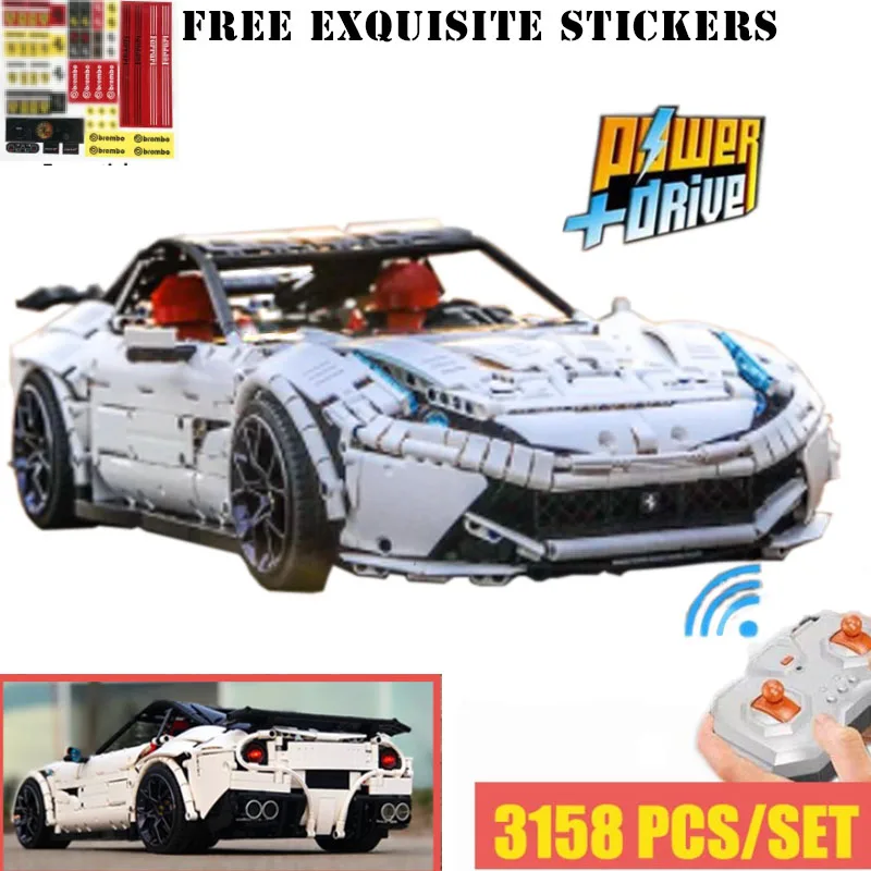 

Новинка, гоночный автомобиль Ferrari F12 Berlinetta hypercar с дистанционным управлением, подходит для модели строительных блоков, игрушка для детей, рож...