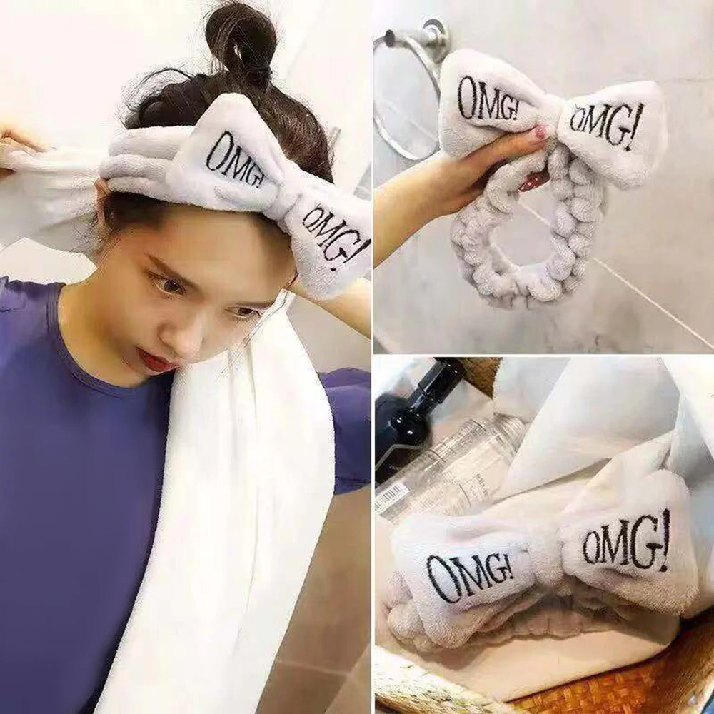 Повязки на голову в виде банта женские волосы с надписью omg для купания