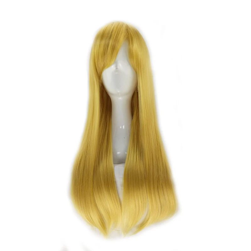 HAIRJOY оранжевый зеленый костюм вечерние косплей парик 100 см длинные прямые синтетические волосы парики 15 цветов - Цвет: yellow 75cm