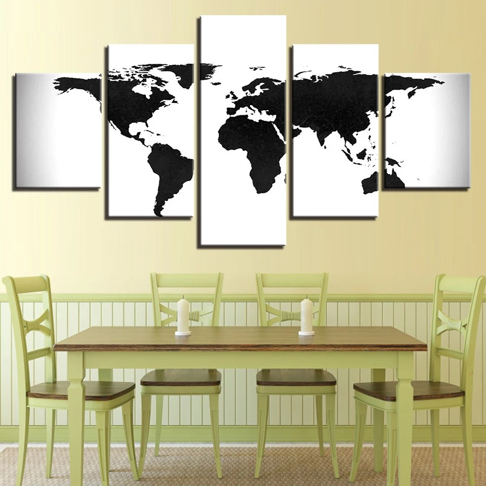 5 шт. винтажные черно-белые настенные постеры украшения с картой мира HD Картина на