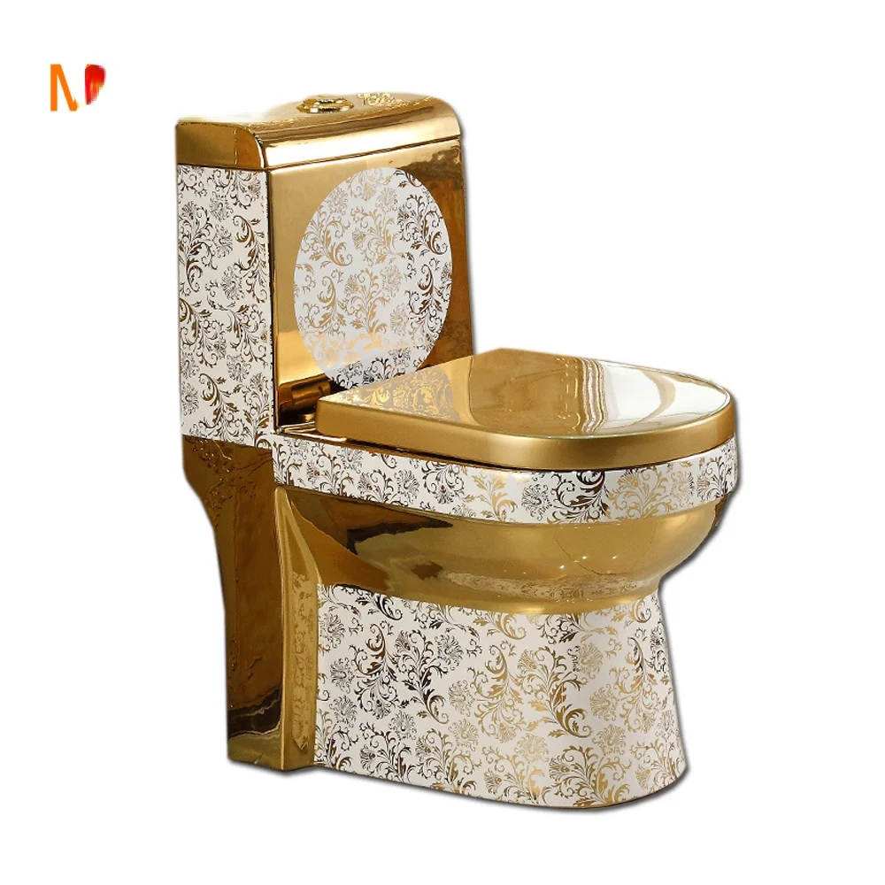 Ceramic electroplating sanitary wares wc siphonic flushing gold ceramic toilet