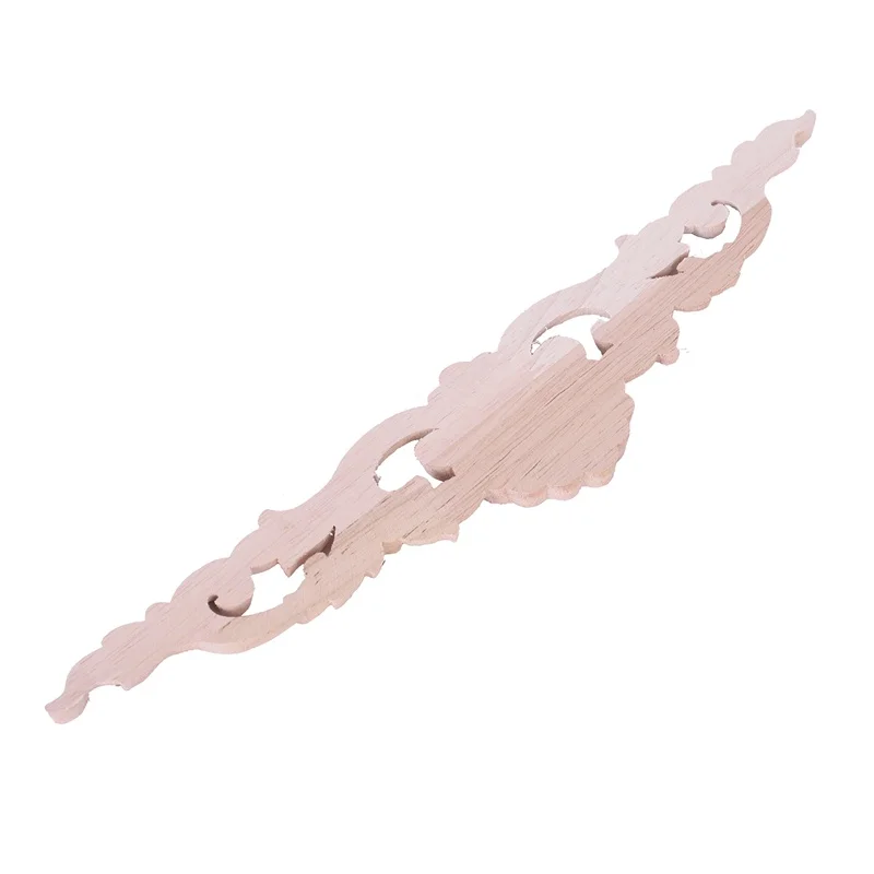 

Rubber Wood Carved Onlay Applique Unpainted Flower Door Home Furniture Decor size:28X5.5cm