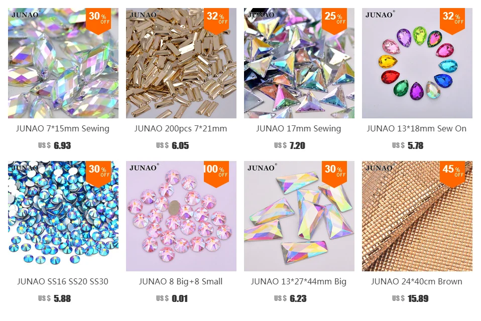 JUNAO 5*10 мм 7*15 мм, весь ассортимент Цвет Стразы ab Crystal аппликация с плоской задней частью из акрила с украшением в виде кристаллов страз, не сшиты стразами прекрасно подойдет к вечернему платью; ремесла