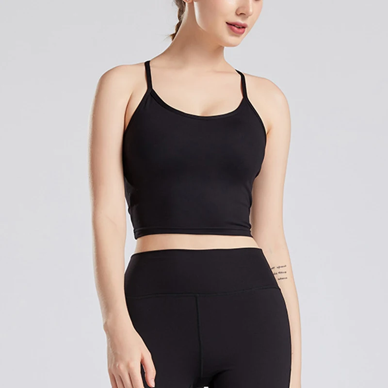 

Women Running Sports Wear for Women Gym with Chest Pad Camisole Sexy Yoga Clothes Sport Bra Crop Top