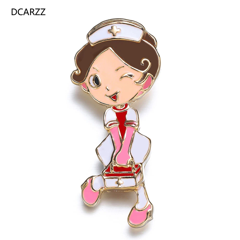 

DCARZZ Best Nurse Brooch Medical Fashion Jewellery Gold Gift Women Cute Enamel Cartoon Lapel Pin Metal Doctors Pins Accessories