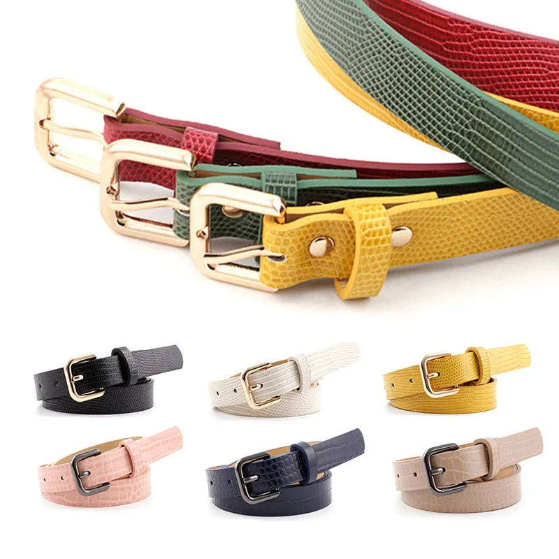 

Ремень из искусственной кожи Женский, модный декоративный пояс в ретро стиле с классической пряжкой, с рисунком ящерицы, квадратная пряжка, ...