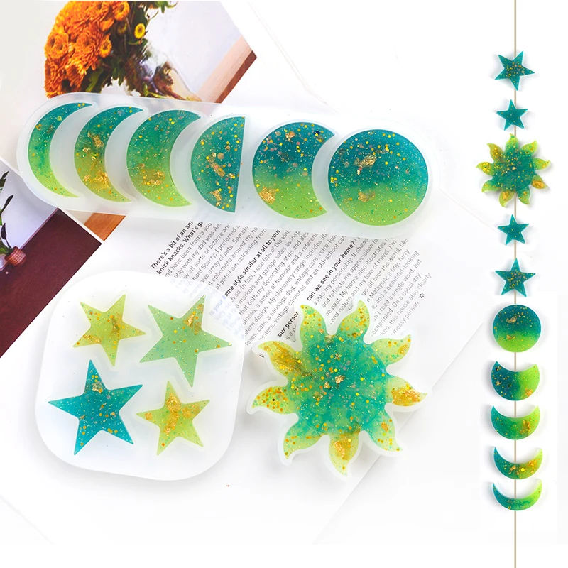 

DM025 Star Moon Sun Shape Resin Silicon Molds Meterial Kits Home Festive Holiday Home Decoration Resin Molds