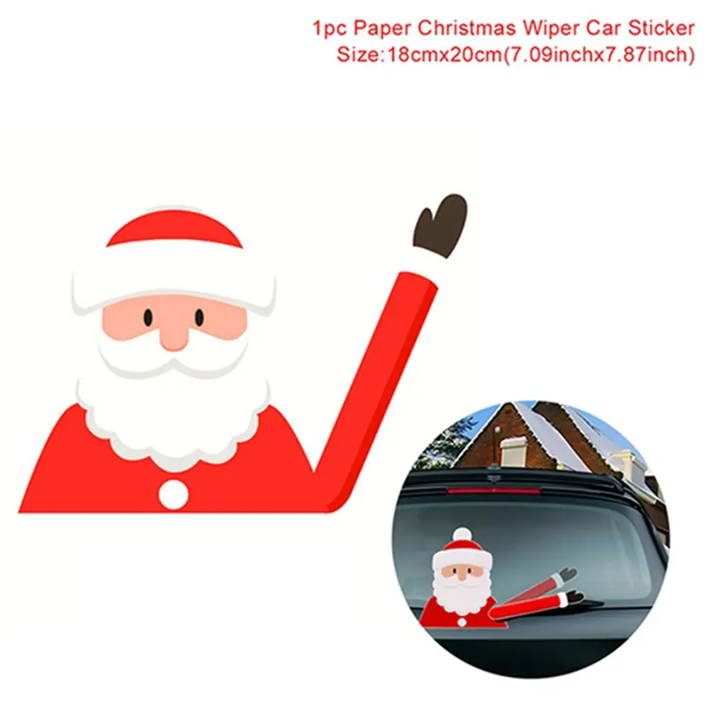 Car wipers sticker Рождественская гирлянда, наклейки на окна, настенные рождественские украшения для дома, Рождественский Декор, Санта Клаус, счастливый год - Цвет: Car wipers sticker