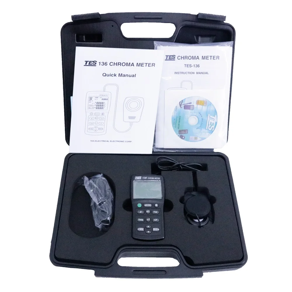 Портативный светильник Chroma Meter TES-136 Измерительный диапазон от 0 1 до 99990 лк 01 9999 fc |