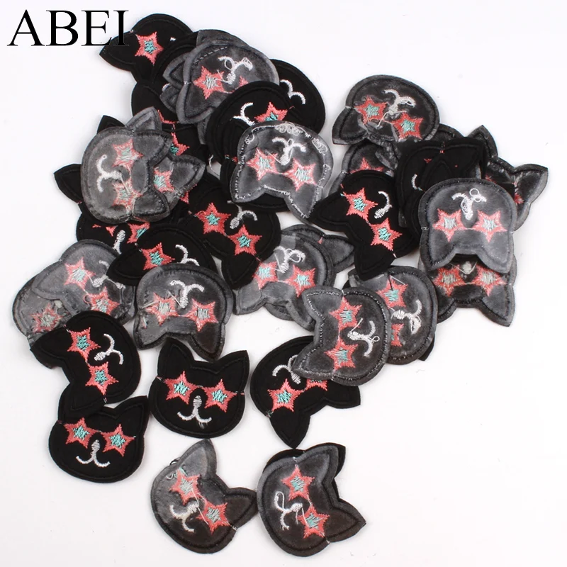 Нашивка с рисунком черного кота 10 шт. наклейки вышивкой животные украшение для