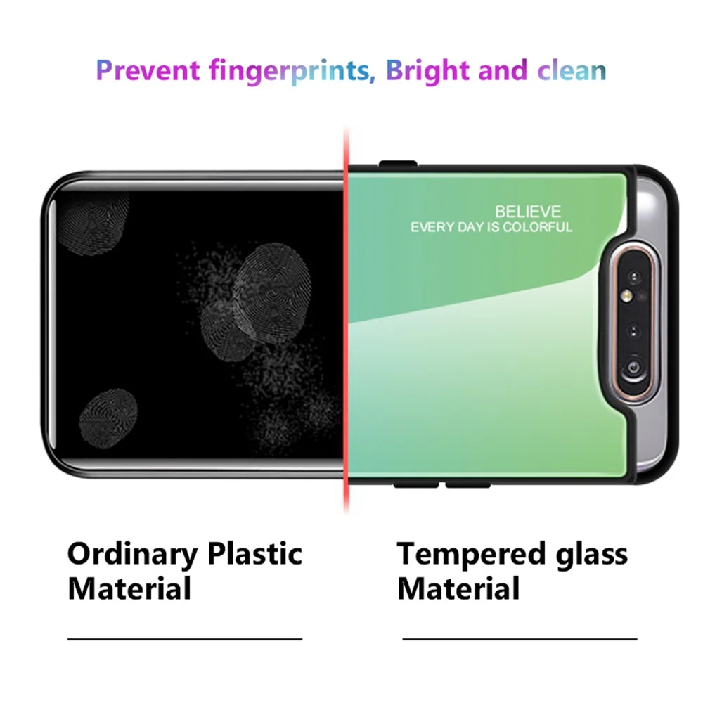 Чехол для samsung Galaxy A80 градиентный Цветной силиконовый чехол телефона A90