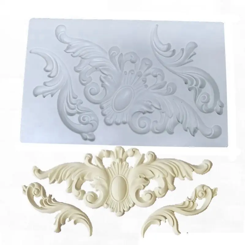 

Silicone Molds European Baroque Style Relief Border Clay Mould DIY 3d Flower Lace Decorating Tools Epoxy Resin Plaster Mold Mat
