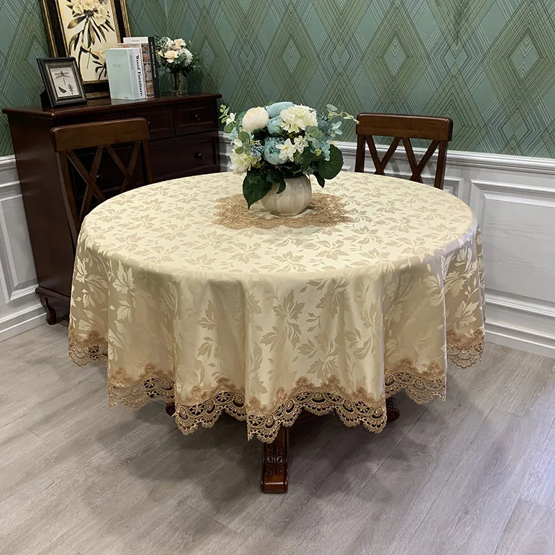 

Round TableCloth Art Household Lace Round Table European Table Cloth Simple Solid Color Household TableCloths Dust Cover