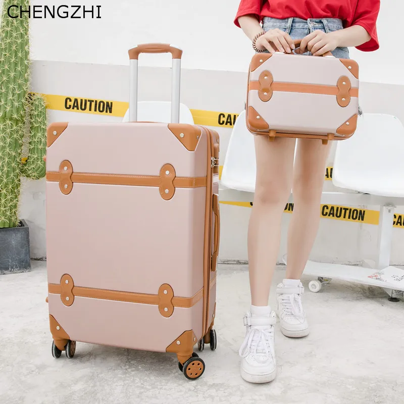 CHENGZHI 2" 22" 2" 26 дюймов корейский Ретро девушки на колёсиках Spinner ABS студентов Дорожный чемодан наборы женщин пароль чемодан