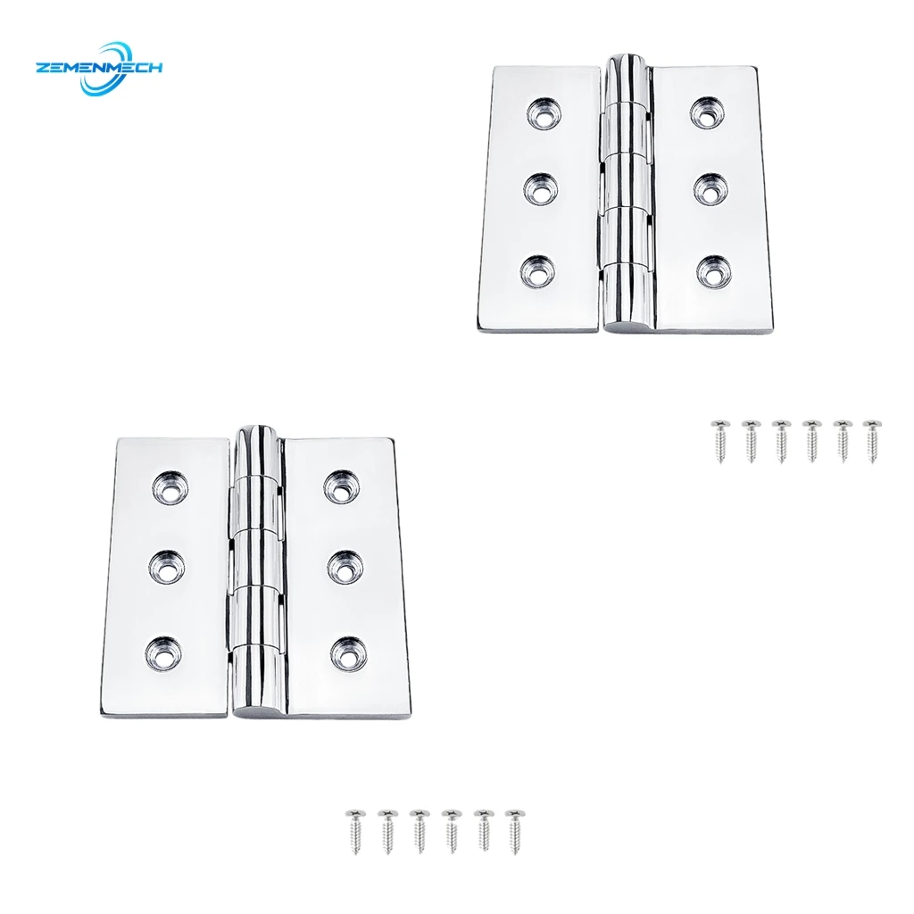 

2PCS Marine Hardware 316 Stainless Steel 100*100mm Cast Boat Caravan RV Deck Hinge Cupboard Cabinet Drawer Door Strap Butt Hinge