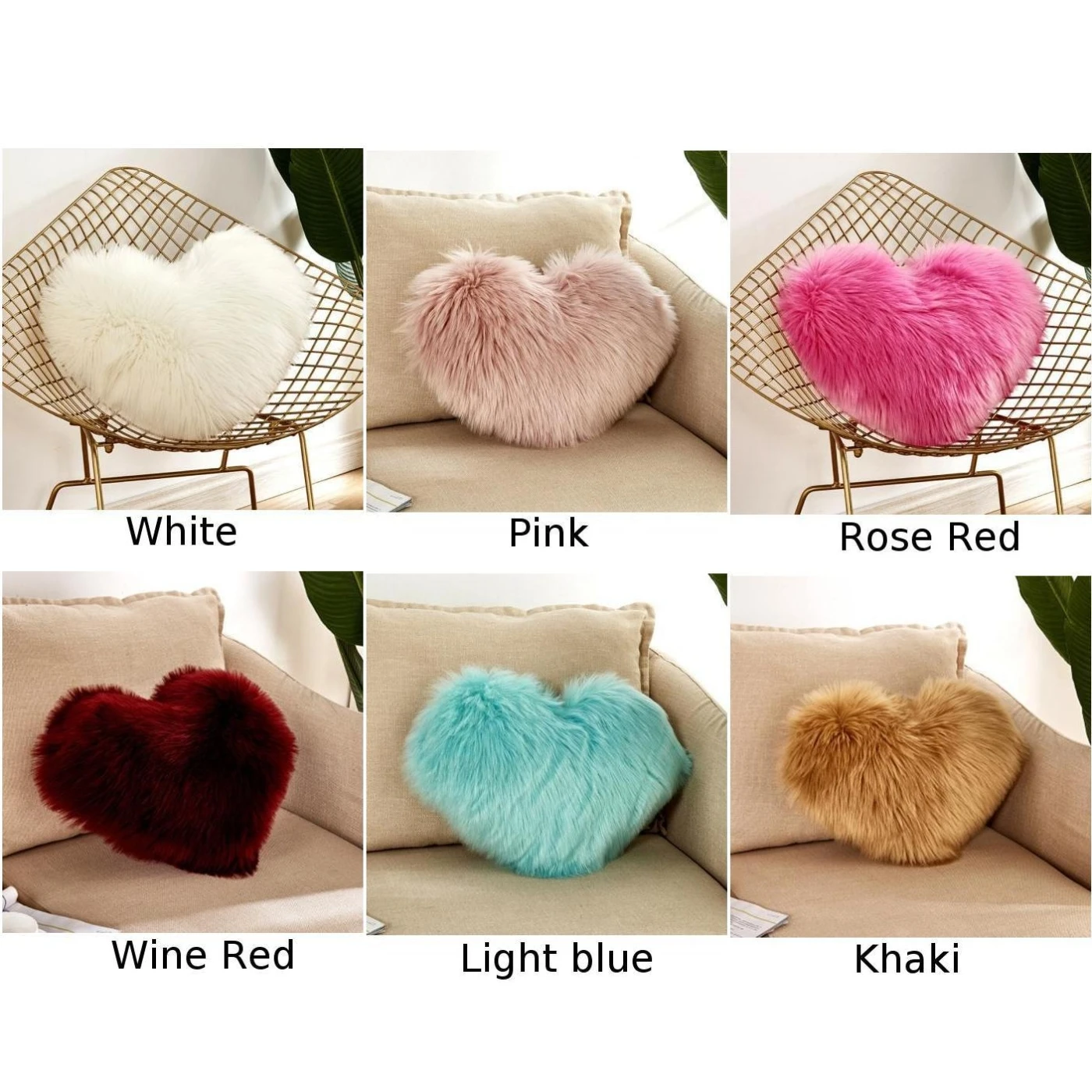 Плюша с длинным ворсом сердце Форма пушистый наволочка для дома 40*50 см флисовая