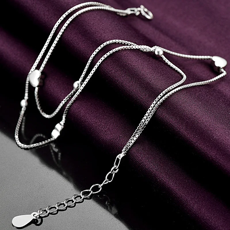 Браслет на ногу Серебряный 925 Сердце Бесконечность анклет (браслет Браслеты