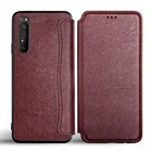 Чехол-книжка для Sony Xperia 1 III, из искусственной кожи, без магнита, с отделением для карт