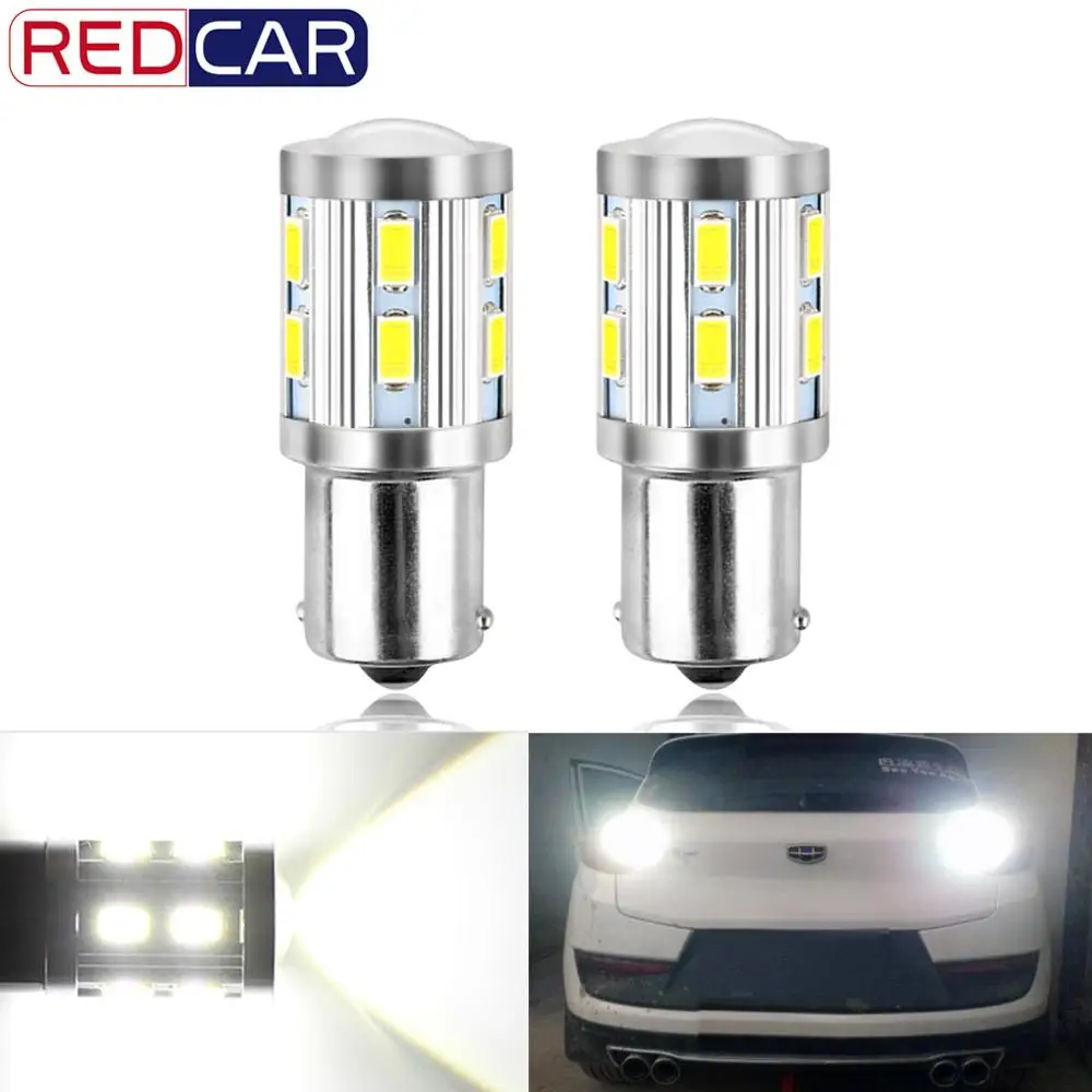 2шт P21W светодиодные лампы 1156 Ba15S одиночные R5W R10W 12SMD 5730 чипы 6000K задние фонари
