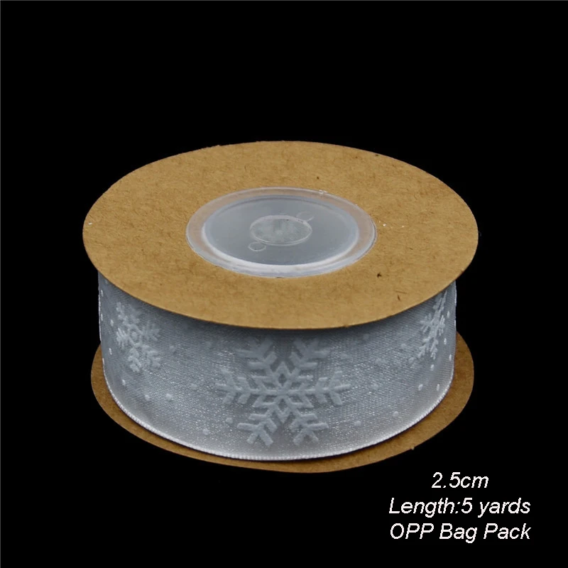 White 2.5cm 5Yards 5 ярдов 1 см/2,5 см рождественские украшения для дома Снежинка ленты Сделай Сам новогодние подарки для обертывания коробок украшения Рождественские вечерние украшения - Цвет: White 2.5cm 5Yards