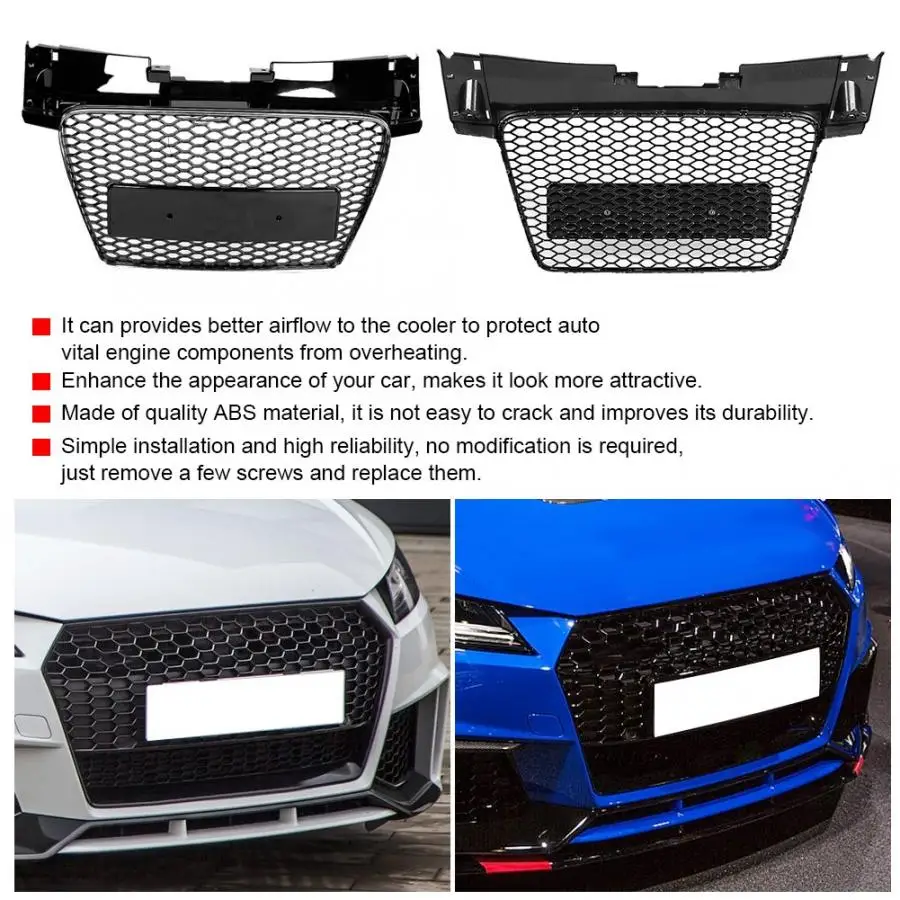 

For TTRS Style Car Front Bumper Mesh Car Front Grille Racing Grill for Audi TT/TTS 8J 2006-2014 Car Mesh