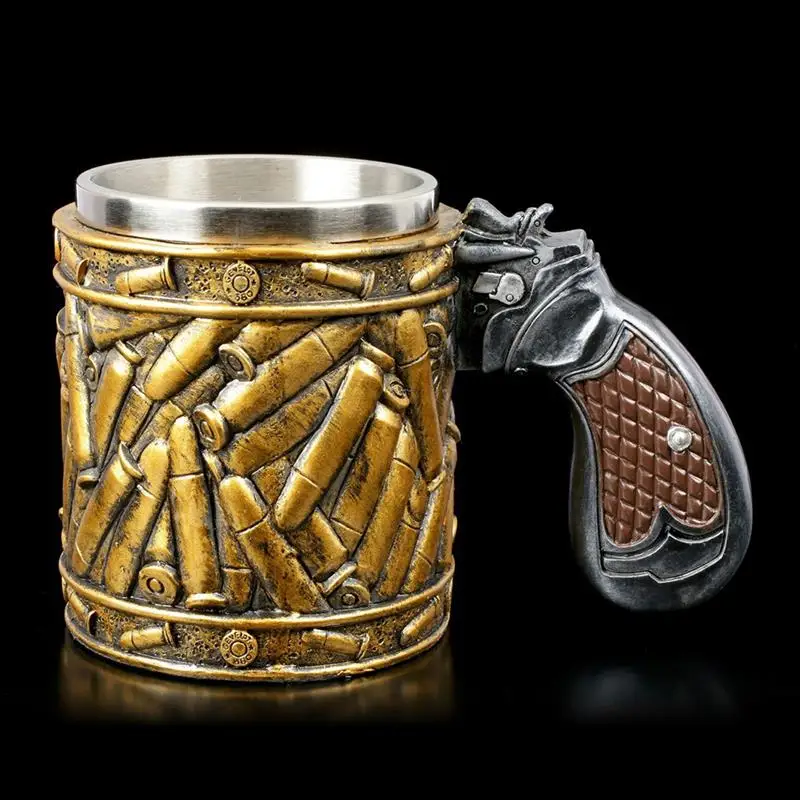 

Creative Mugs Revolver Tankard Mug With Round Shells Mugs Retro Beer Cup Birthday Christmas Halloween Gift 450ml