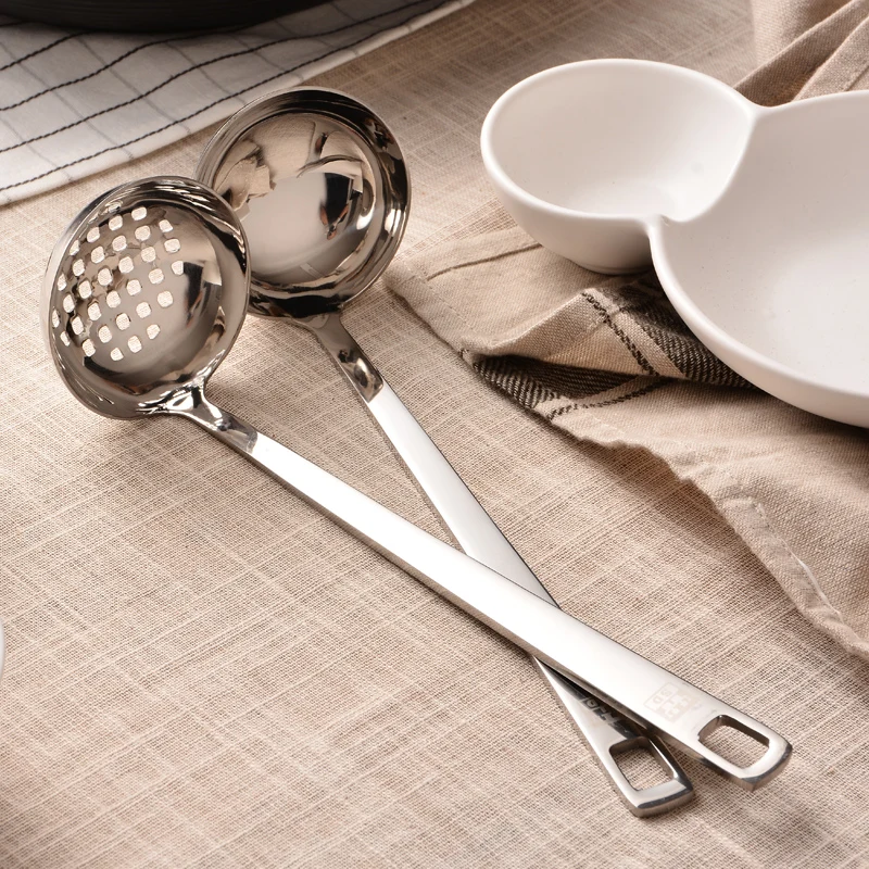 Новая двойная суповая ложка из нержавеющей стали с металлической стойкой