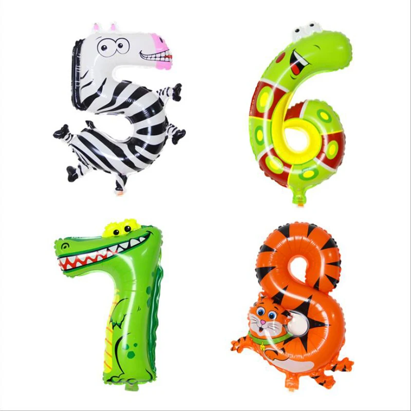 16 дюймов животные номер фольги шары цифры гелий шар День Рождения украшения Дети