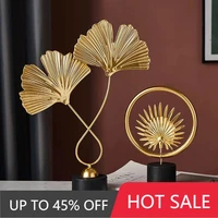 new nordic simple wrought iron golden ginkgo leaf ornaments wine cabinet porch decoration creative home tv cabinet decoration