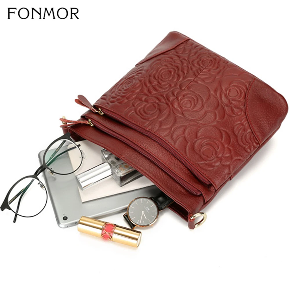 Fonmor модная женская сумка ведро с принтом роз мессенджер из мягкой натуральной