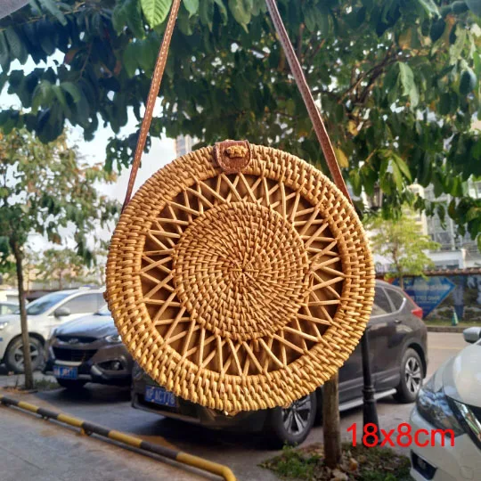 Круглые соломенные сумки, женская летняя сумка из ротанга, ручная работа, тканая пляжная сумка через плечо, круглая богемная сумка, БАЛИЙСКАЯ Самая низкая цена L31