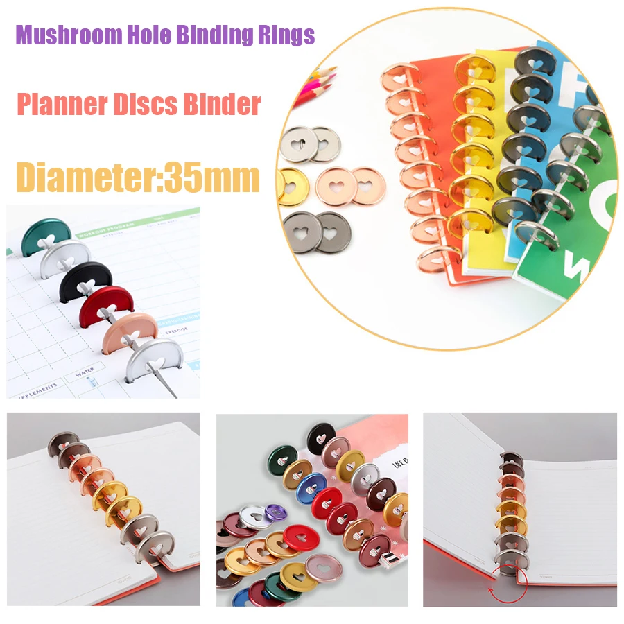 

11pcs 35mm Mushroom Hole Binding Buckle Planner Binder Discs Notebook Disc Binding Rings Notebook Accessories Office Supplies