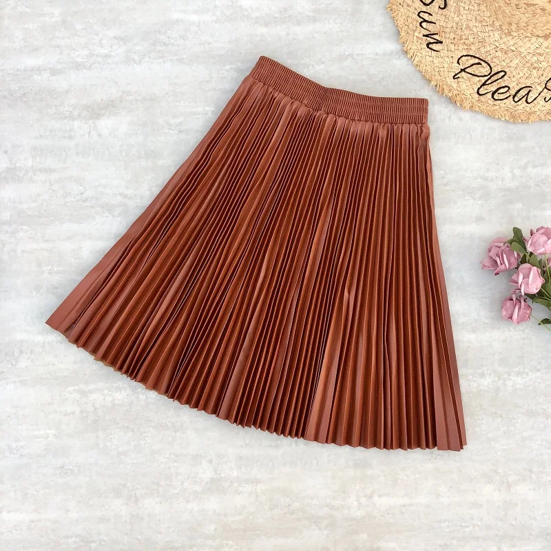 Женская плиссированная мини-юбка из искусственной кожи трапециевидная короткая