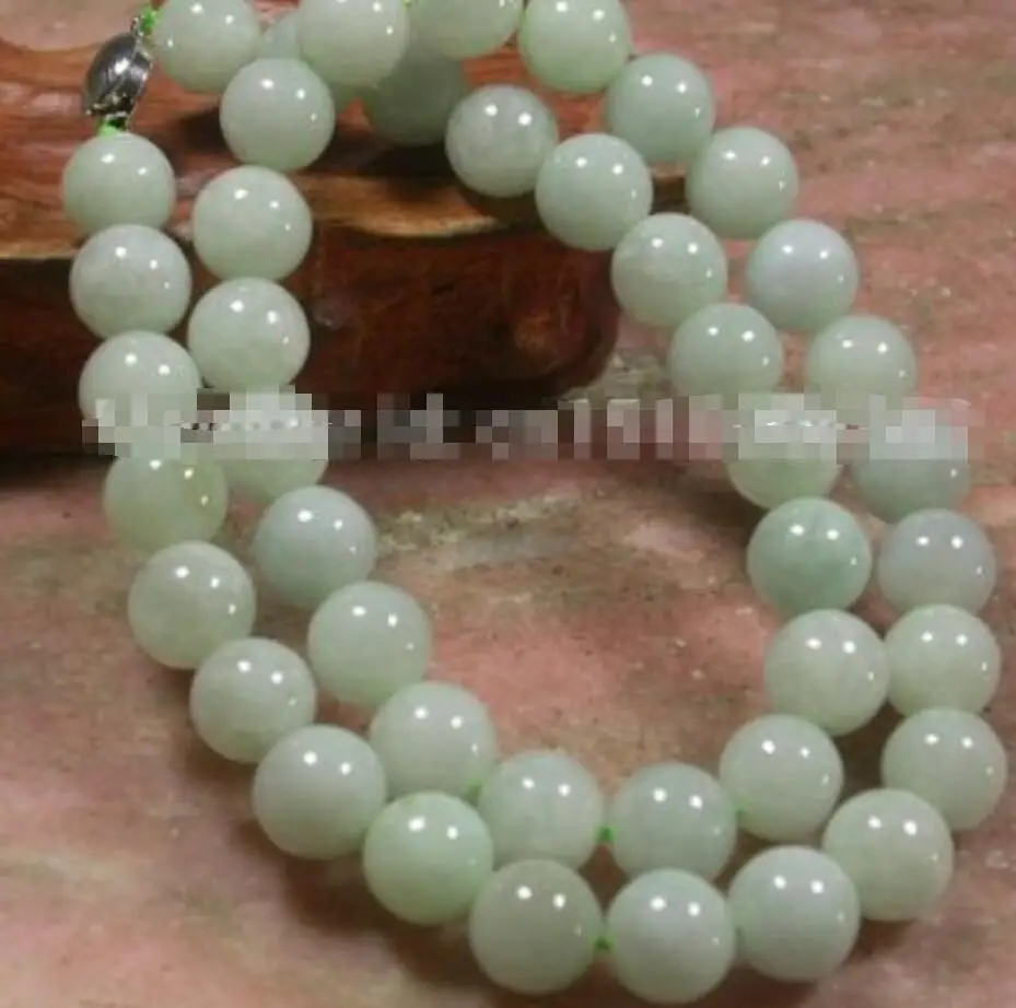 Бесплатная доставка светло-зеленые бусины из 100% натурального нефрита ожерелье 22