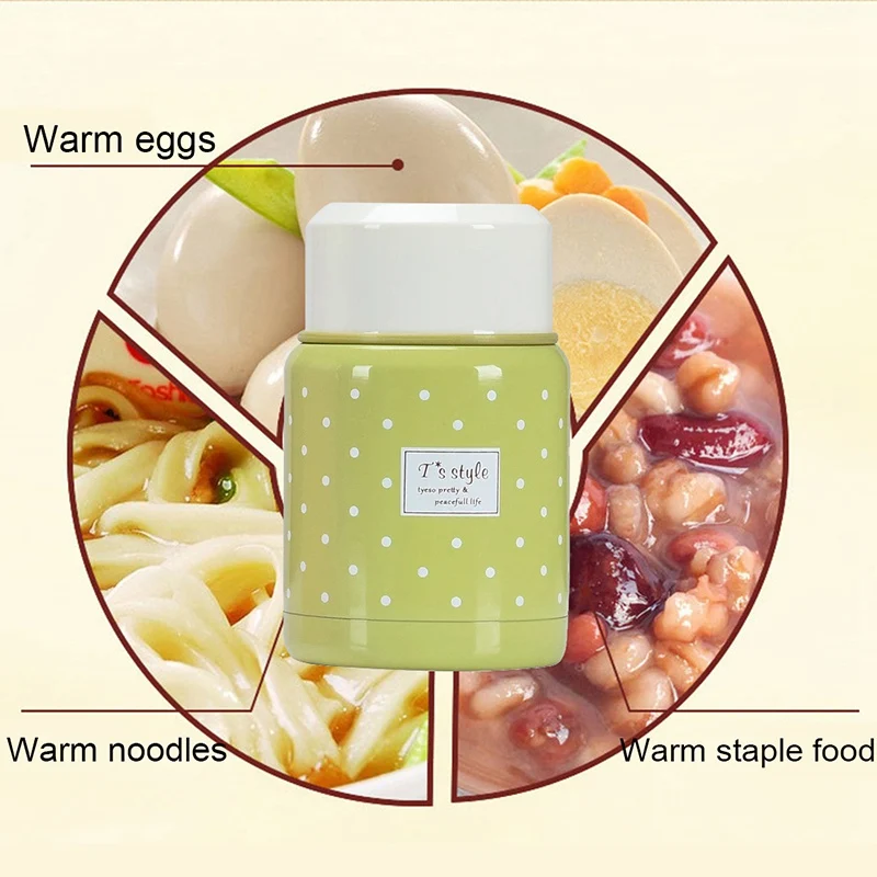 Food Jar Thermos and Folding Spoon Thermal Lunch Box Children Termos Colorful Soup Jar Portable Bag For Food With Container