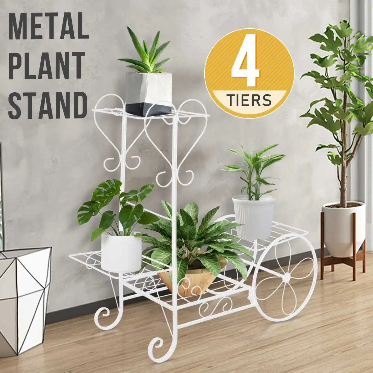 flower pot plant stand storage shelf organizer plant shelf classical design iron design bookshelf round for office home garden free global shipping