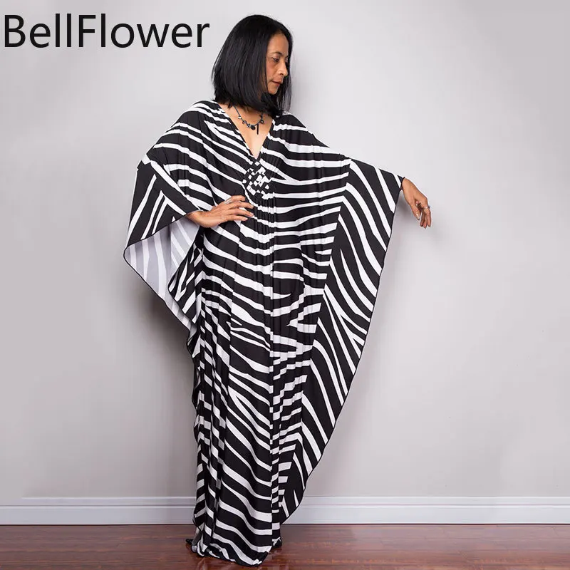 

Женское пляжное платье-халат, свободный удобный дышащий пуловер бикини в полоску зебры с цветами для отдыха на пляже, 2021