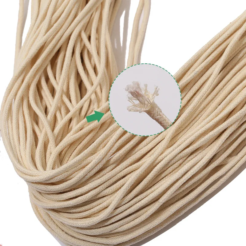 3mm 100Meters Cotton Cord Rope Braided Twisted Rope High Tenacity Thread DIY Textile Craft Woven String Home Decoration