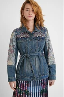 desigual womens national style embroidered printed denim jacket with tencel wash water warm bohemian style denim jacket