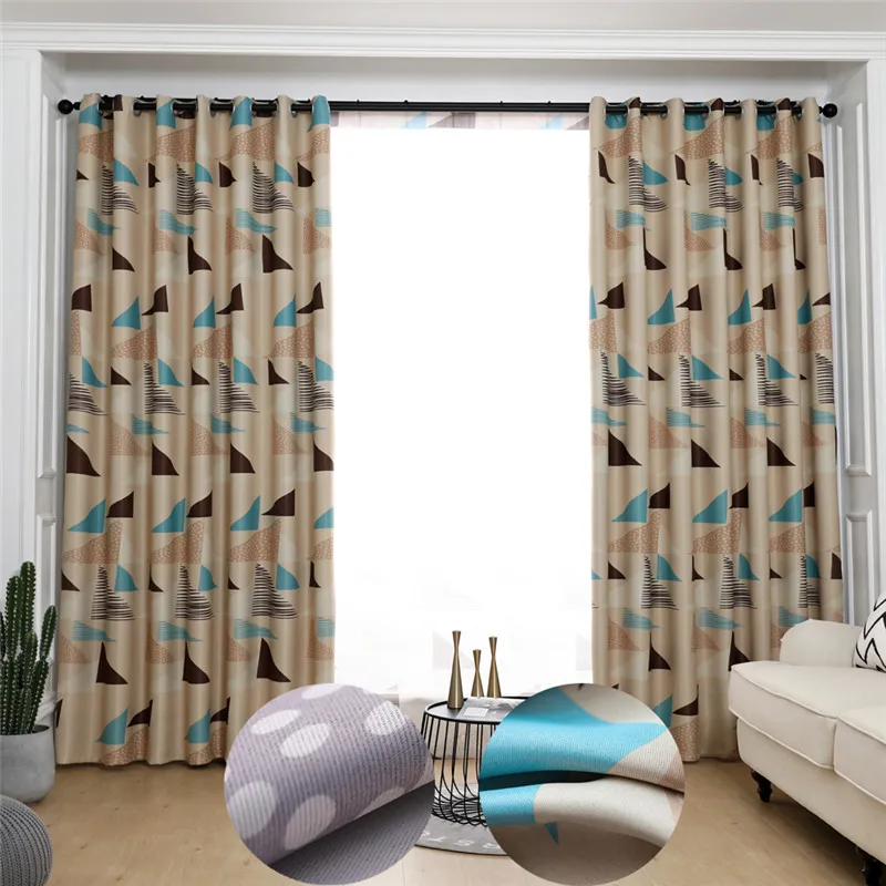 Современные светонепроницаемые шторы с треугольным принтом для гостиной Jinya