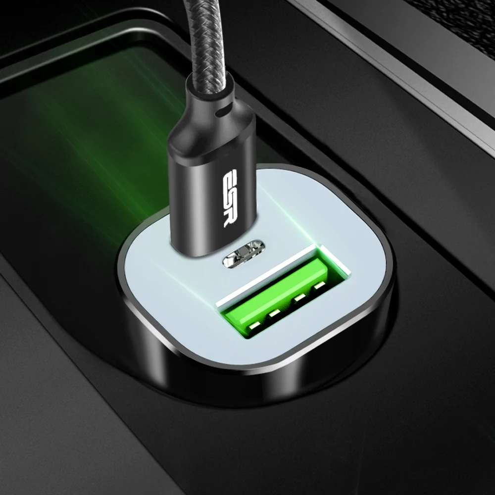 ESR 45 Вт зарядных порта USB для автомобиля Зарядное устройство быстрое зарядное устройство QC 3,0 Тип C PD Быстрая зарядка для мобильных телефонов для iPhone X 8 samsung Xiaomi Mi автомобильного зарядного устройства