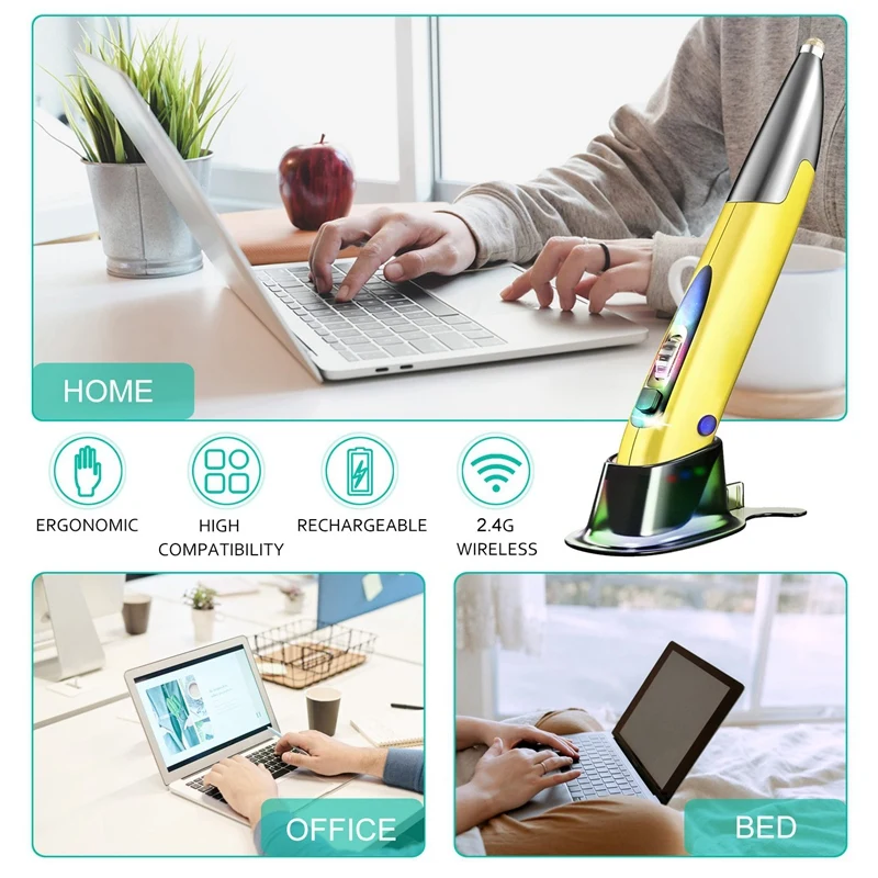 

2.4G Wireless Mouse Pen 4-Button Vertical Pen-Shaped USB Wireless Optical Pen Mouse for Desktop/Laptop Computer