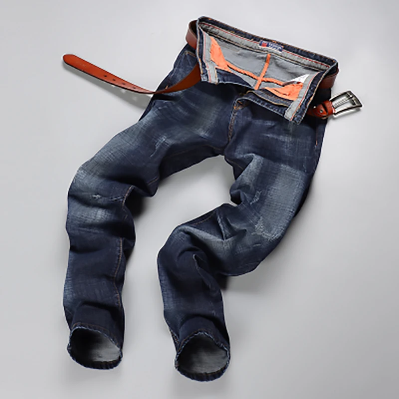 

Fashion Streetwear Men Jeans Long Trousers Blue Vintage Straight Denim Pants