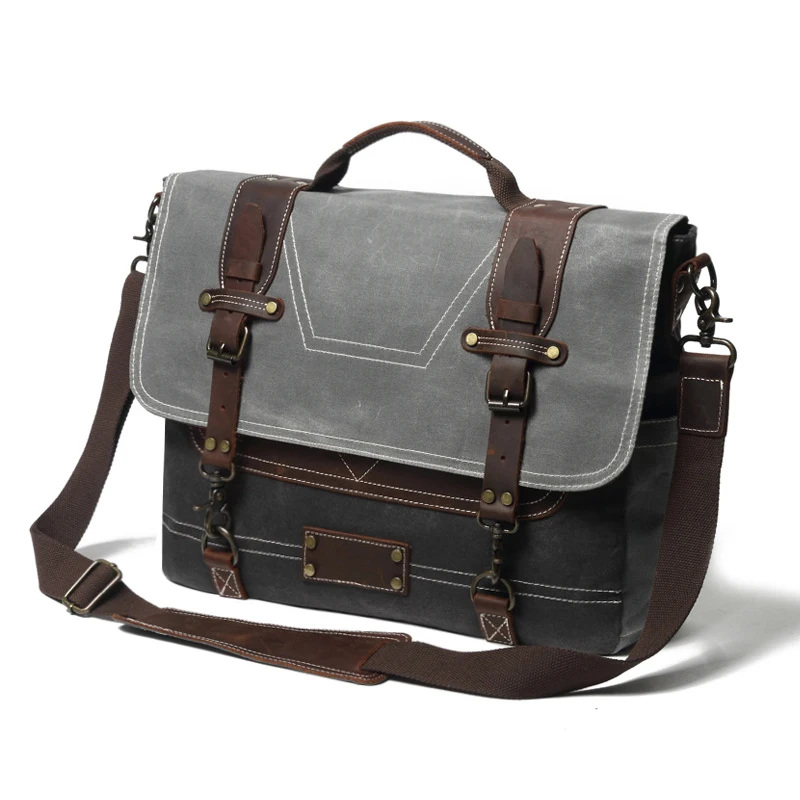 Вощеная холщовая сумка-мессенджер водонепроницаемая кожаная мужская сумка