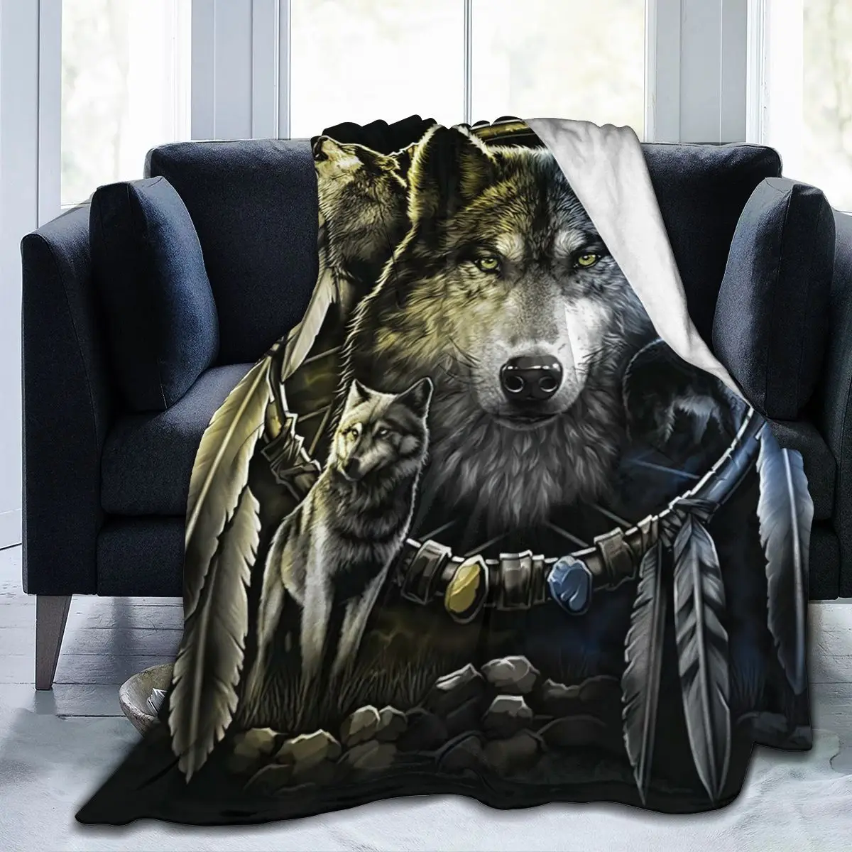 

Ultra-Soft Micro Fleece Blanket Cartoon blanket, bedding, wool blanket with 3D printed symbol of cartoon white Wolf